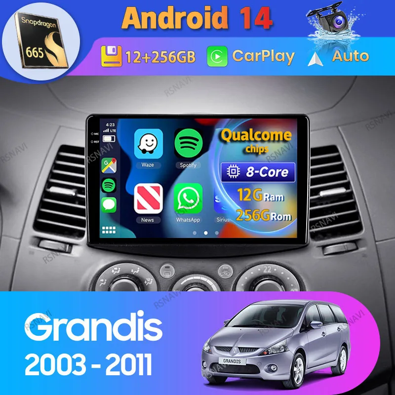 

Android 14 Car Radio For Mitsubishi Grandis 1 2003 - 2011 Carplay Auto Navigation WIFI+4G BT Stereo Video Player 2Din 360 Camera