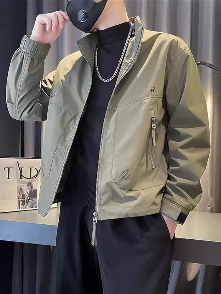 

Trendy Pilot Jaet Men's Workwear Outerwear Spring Autumn High Street Casual Haome Stand Collar Zipper Long Sve Slim Fit