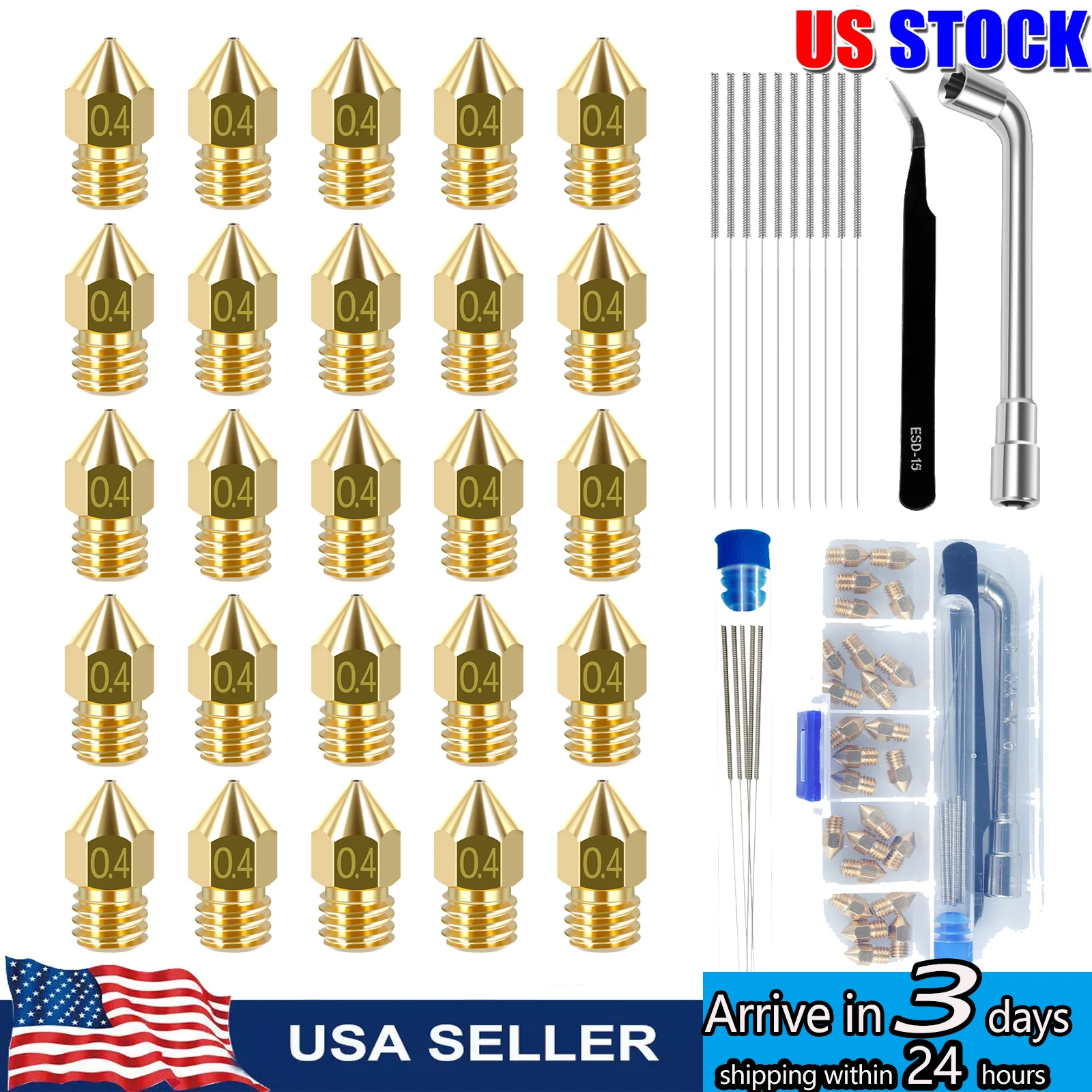 

MK8 Ender 3 V2 Nozzles 0.4MM 3D Printer Brass Hotend Nozzles with DIY Tools Storage Box For Ender 3 Pro/Ender 3 Max/Ender 5 Pro