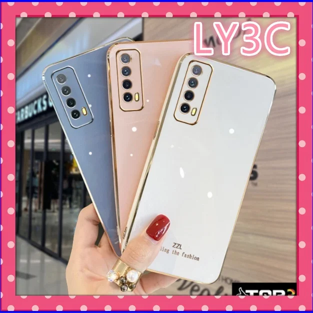 LY3C Casing for Huawei Y7A / Nova 5t / 7i / Y6P / 3i / Y9 PRIME 2019 / Y9 2019 Silicone Electroplate Straight Edge Phone Cover