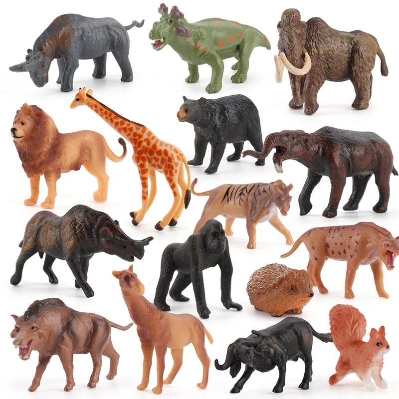 Replica Solid Wildlife  PVC Wild Animal Model Toys Tiger Lion Giraffe Elephant Hippo Microlandschaft Decoration Action Figures