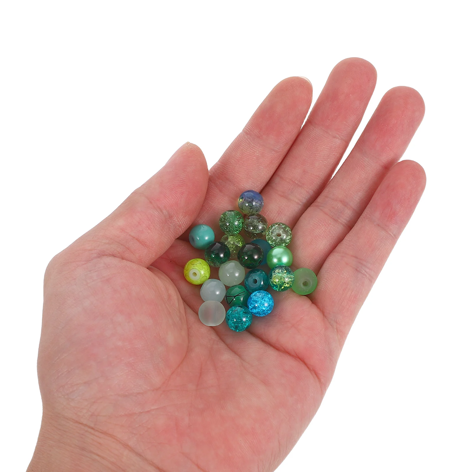 

1 set Glass 8Mm Large Hole Round Charms For Jewelry Making Bracelets Storage Box Included Bead Crafts Green Bracelet Glass