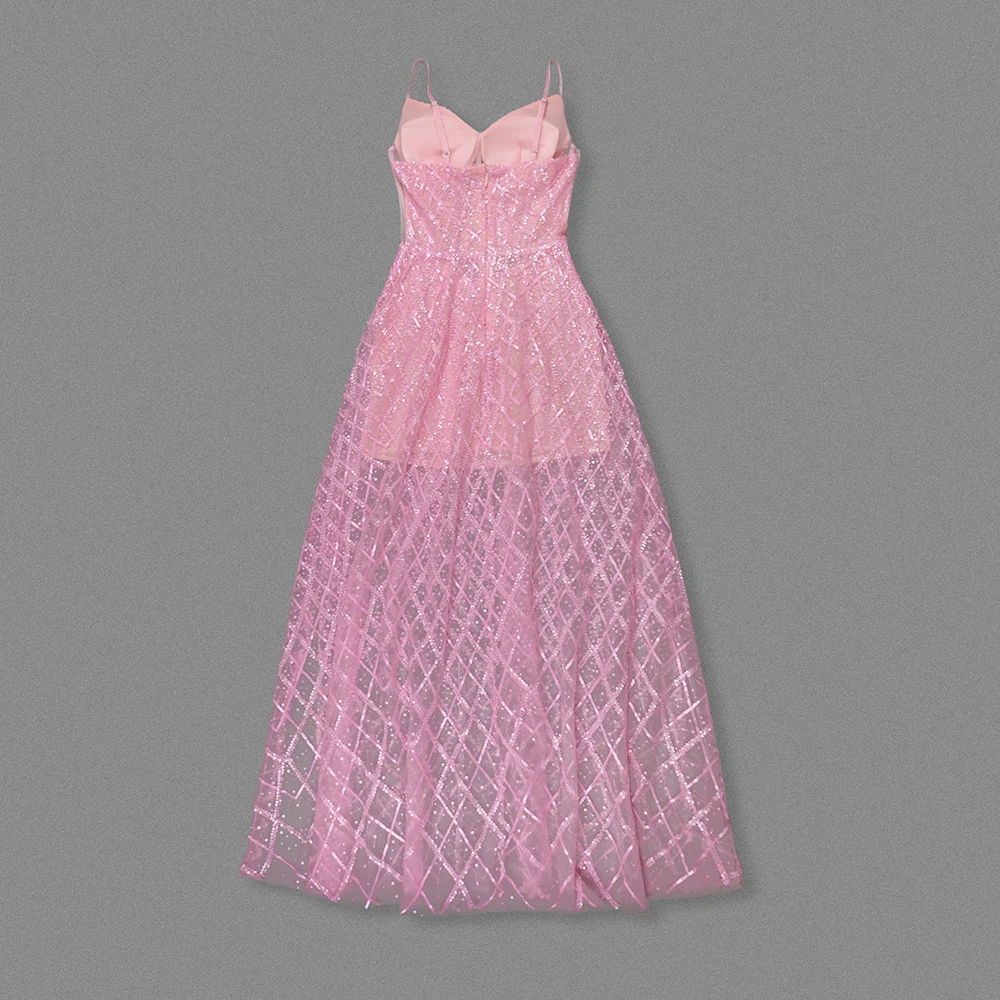 PB Fairy Pink Vestido espartilho fora do ombro – Vestido de noite de malha com decote em V de luxo Noites de baile Vestidos de gala