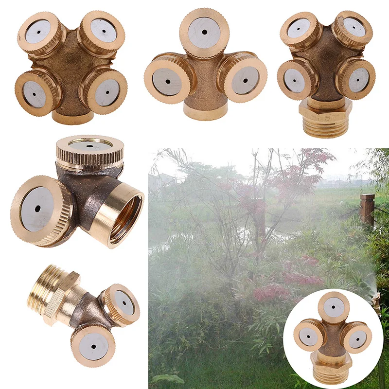 

Brass Misting Spray Nozzle 2/3 Holes Water Spray Nozzle Adjustable Spray Nozzles Garden Sprinkler Irrigation Fitting Tools