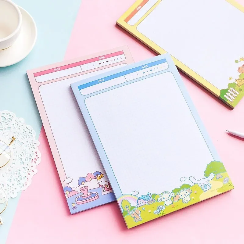 Sanrio Kawaii Hello Kitty Book Cinnamoroll Kuromi My Melody Cartoon Cute B5 50 Pages Grid Notepad Student Ins Anime Stationery