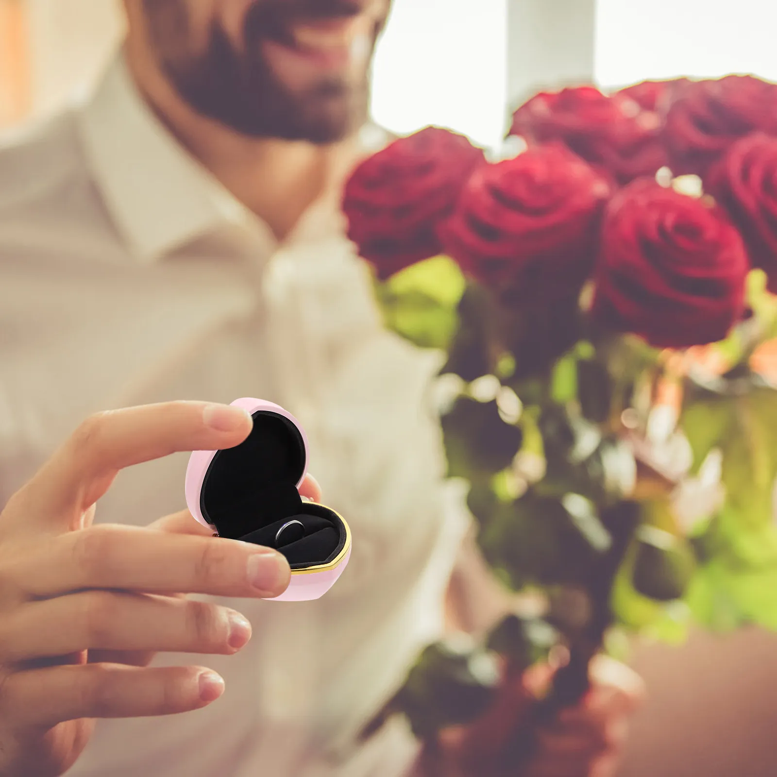 

Креативная светодиодная коробка-кольцо в форме сердца из премиальных материалов, элегантный дизайн, встроенная подсветка для предложения руки и сердца, свадьбы, подарка на годовщину