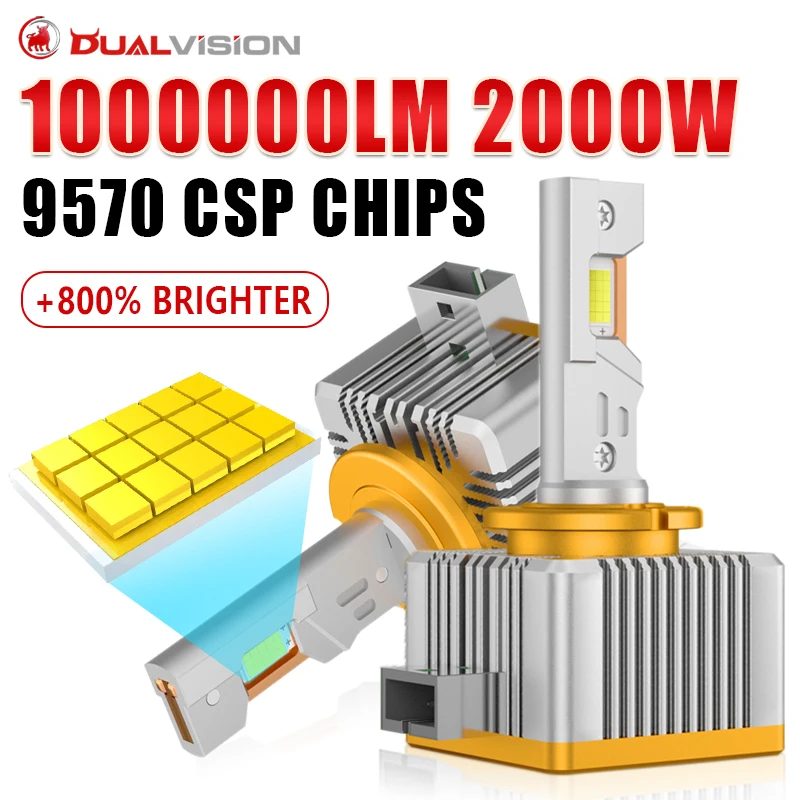 

Dualvision D1S D3S Светодиодные фары Canbus Лампы CSP D2S D4S D5S D8S D1R D4R D2R D3R Led 1000000LM 2000W Супер яркая лампа серии D