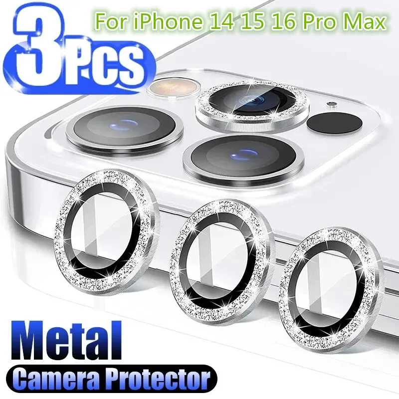Protector de lente de cámara para iPhone, vidrio Protector para iPhone 14, 15, 16 Pro Max, 16Pro, 16Plus, 14, 15 Pro Max, 3 unidades