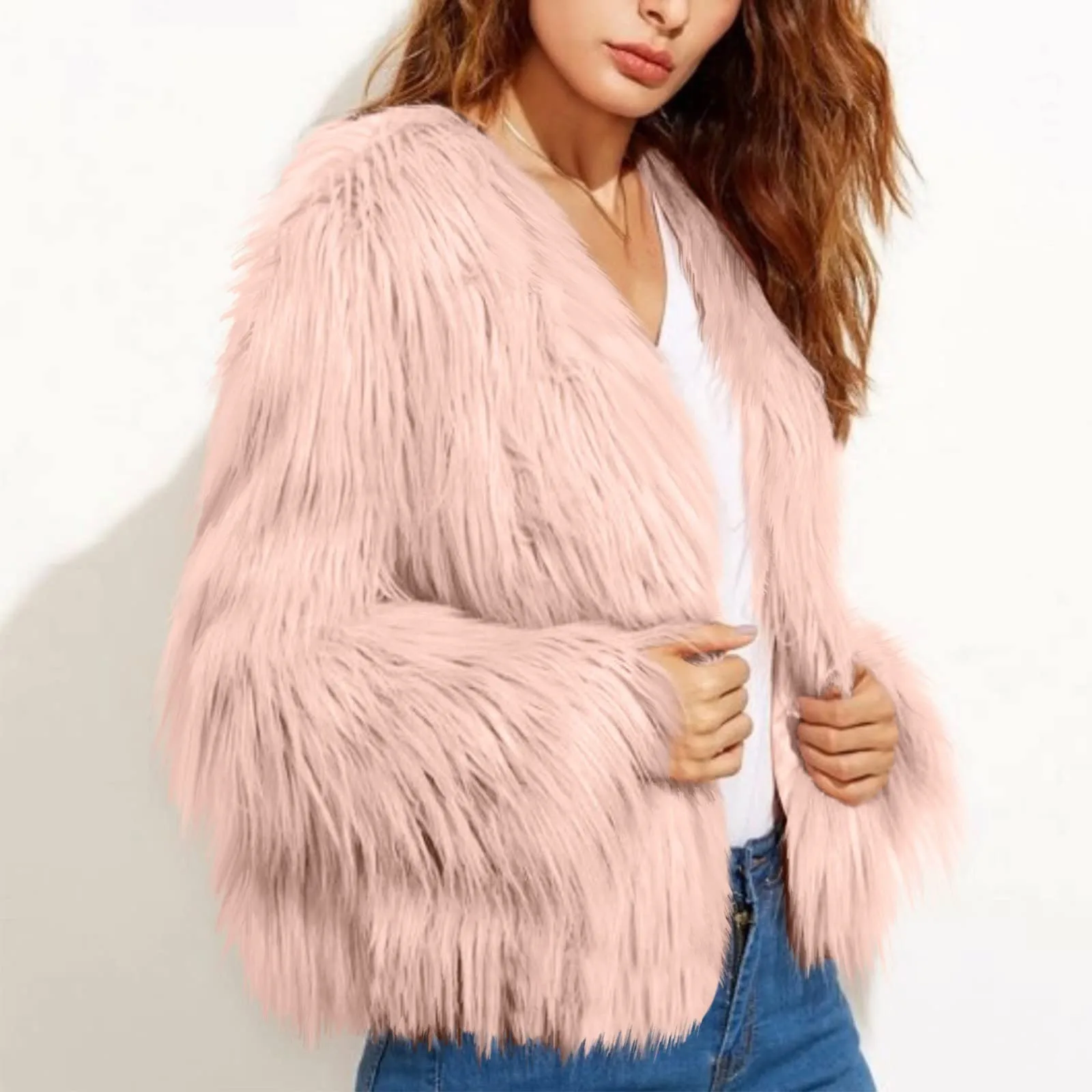 Furry Fur Coat Women 2024 New Winter Autumn Fashion Jacket Women Pure Color Warm Cardigan Coat Fluffy Warm Long Sleeve Outerwear