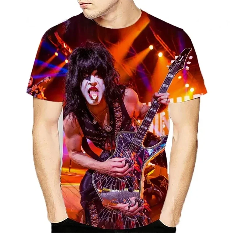 New Kiss Band 3D Print T-Shirts Men Women Streetwear Hip Hop T Shirt Short Sleeve Oversized Harajuku Y2k Tops Tees Kids Clothing