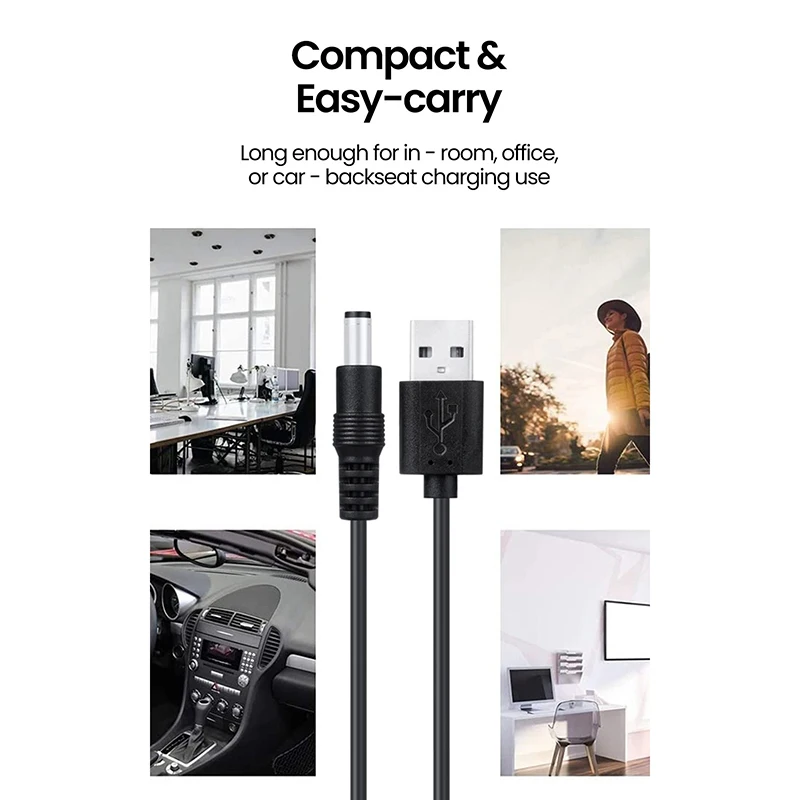 USB to DC 3.5mm Power Boost Cable – USB A to 3.5mm Jack Connector, 5V Power Supply Adapter for WiFi Router