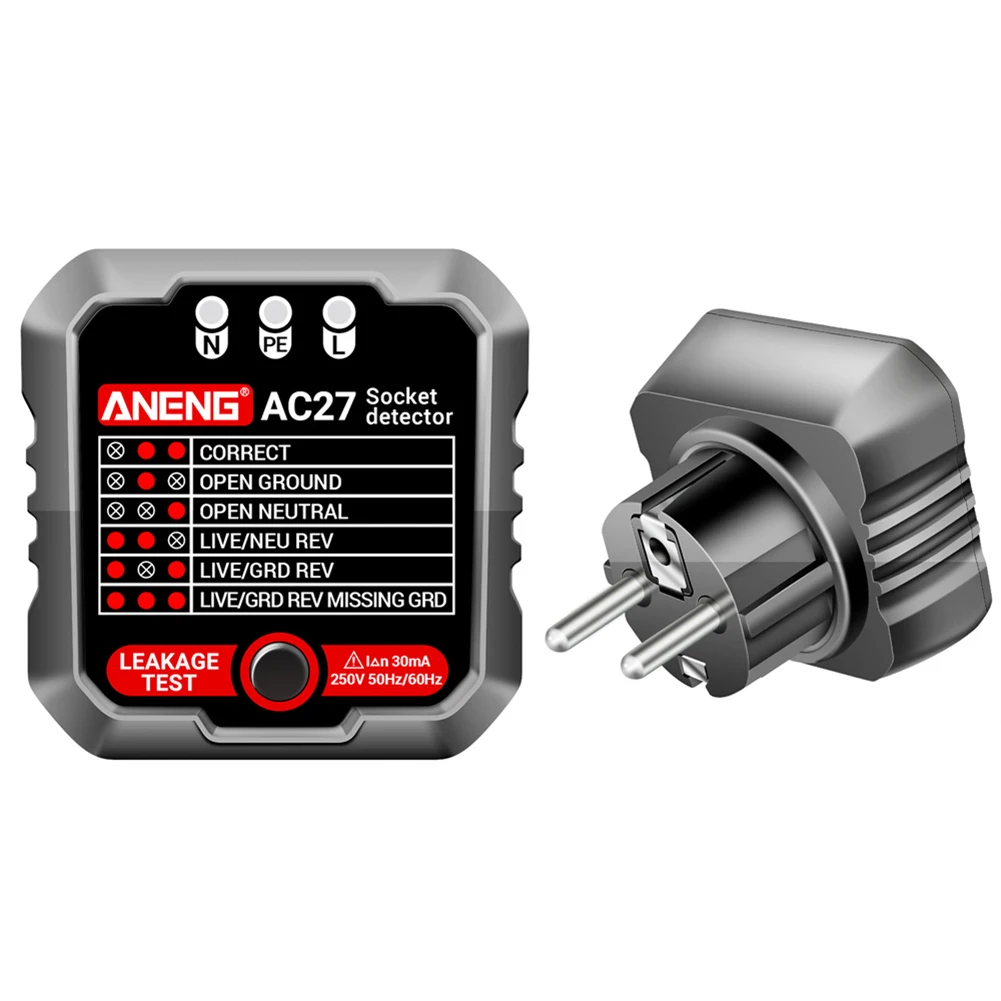 ANENG AC27 inteligentny miernik do gniazdka wyświetlacz cyfrowy czujnik napięcia wtyczka ue/US wielofunkcyjna do testu wycieków i wyłączania