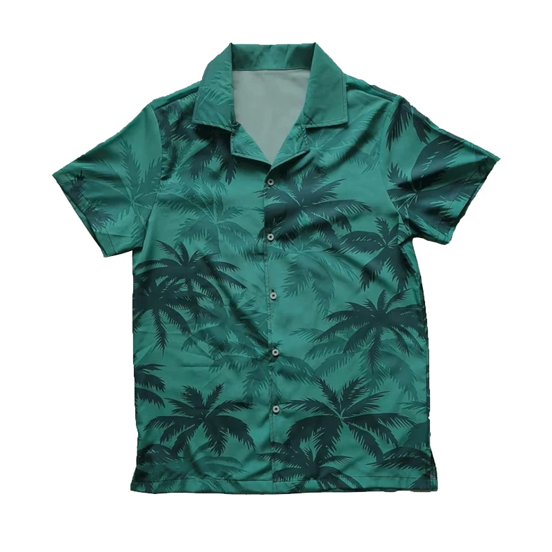 Camisas masculinas casuais de verão, verão, legal e respirável, camisa havaiana, roupas de cosplay de rua da cidade