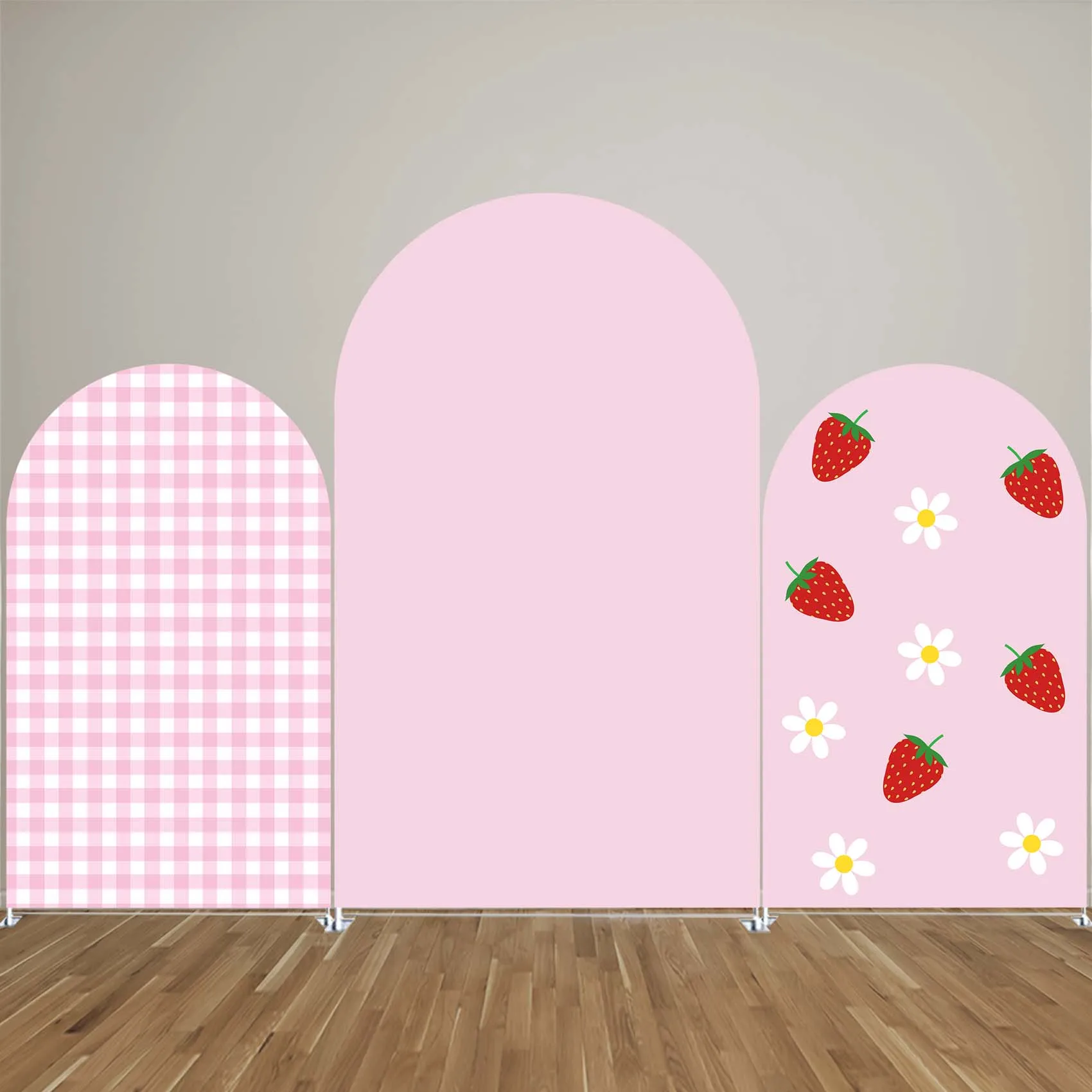 

Strawberry Arch Backdrop Cover,Pink Arched Stand Cover, Girl Birthday Baby Shower Party Decor,Double-sides-Elasticity-Washable