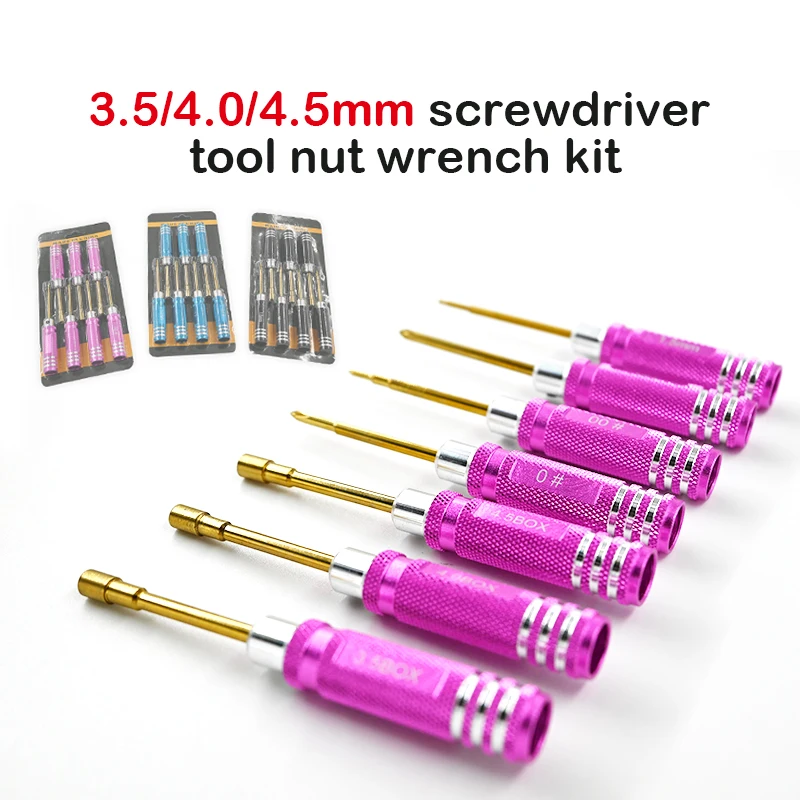 

7pcs Hex Screw Driver Set 1.5mm Hex Driver 3.5 4 4.5mm Hexagon Nut Driver for 1/8 1/10 1/12 1/18 1/24 RC Model