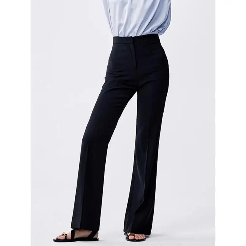 

Maxdutti 2026 French High Waisted Flared Pants Suit Pants Minimalist Slim Fit Black Leggings Wool Woman Clothes Women's Pant