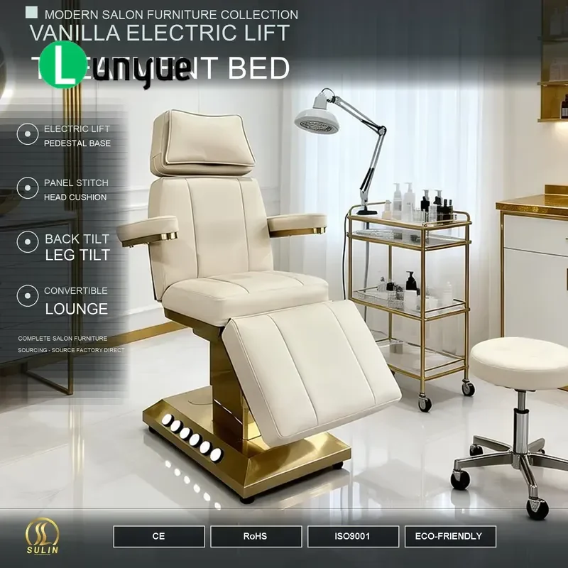 Electric Lifting Treatment Bed Base Adjustable Recliner with Splicing Backrest and Inclined Legs for Spa Clinic