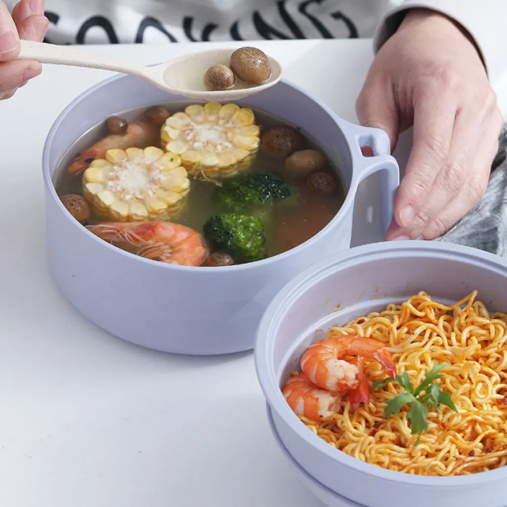 مجموعة أوعية رامين من ألياف الخيزران، أوعية المعكرونة الفورية الآمنة للميكروويف، ملحقات المطبخ السميكة، حاوية المعكرونة والحساء