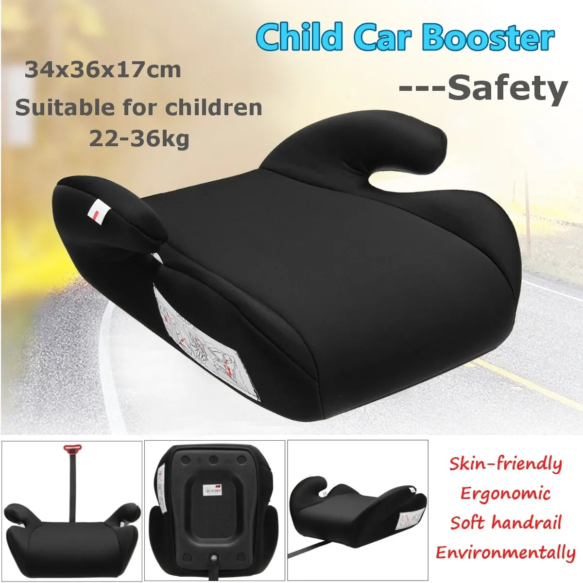 Car Booster Seat Safe Anti-slip Portable Car Child Booster Seat Toddler Baby Safty Seat Fits 6-12 Years Old KidsTravel Pad AU