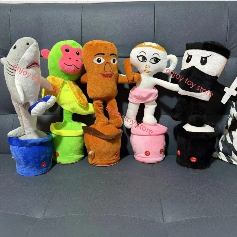 Funny Tralalero Tralala Music Plush Potted Plant Sing Dancing Recording Talk Tung Tung Tung Sahur Twist Glowing Electric Doll
