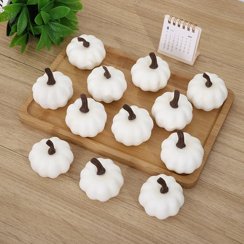 6PCS/Lot White Simulated Pumpkin DIY Materials for Harvest Thanksgiving Halloween Home Party Atmosphere Decoration Handcraft ZYF - view 3