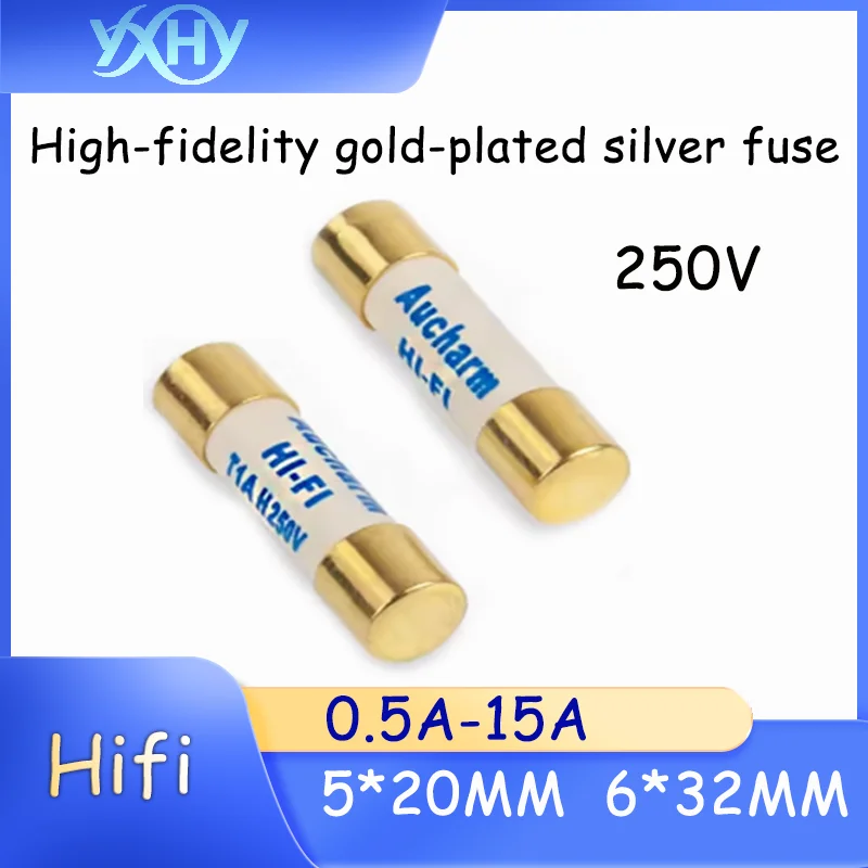 5PCS 250V 5*20/6*32MM gold-plated fuse hifi audiophile silver fuse silver alloy CD player tube amplifier preamp power amplifier