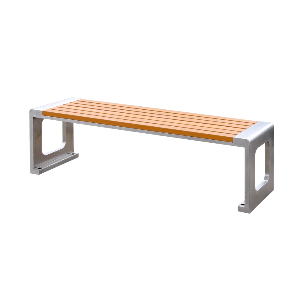 

Customized Outdoor Wooden Long Chair Modern Style Stainless Steel Benches Wood Seating Parks Patios Gardens