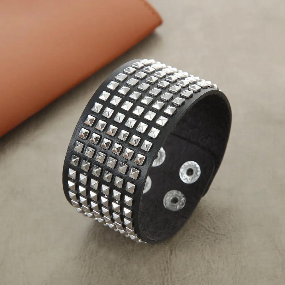 

Europe and The United States Fashion Handmade Leather Geometric Bracelet Ladies Punk Wind Personality Jewelry Accessories