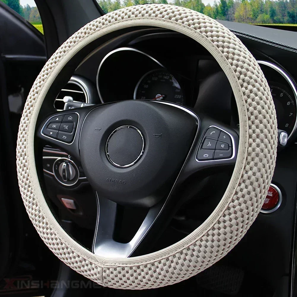 Car Steering Wheel Cover Skidproof Durable Fabric Soft Steering Universal Wheel Sleeve Covers Auto Interior Car Accessories