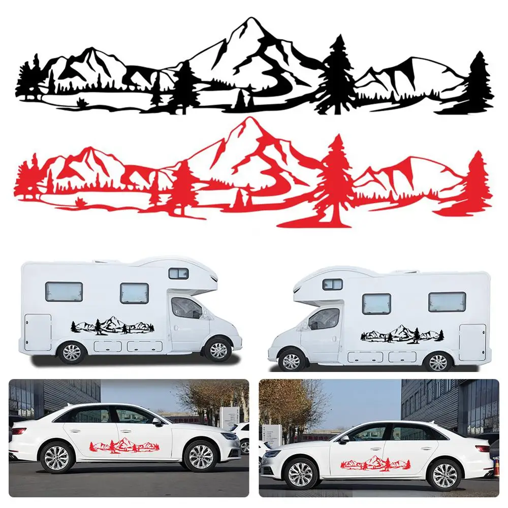 New car stickers Waterproof 150cm Tree Mountain Car Decor PET Sticker Auto Decal For SUV RV Camper Offroad Auto Fashion Decal