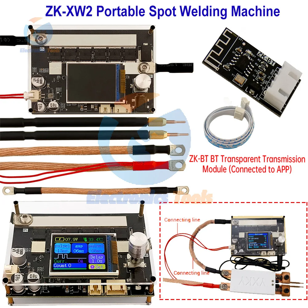 

ZK-XW2 Portable Spot Welder Dual Pulse Upgrade 3000A Spot Welding Machine DIY 18650 Lithium Battery Nickel Steel Copper Sheet