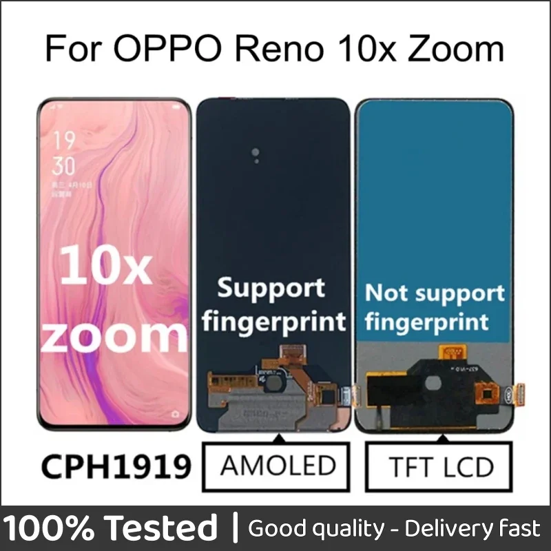 

For OPPO Reno 10x Zoom CPH1919 PCCM00 LCD Display Touch Screen Digitizer Assembly Replacement for Phone 6.6"