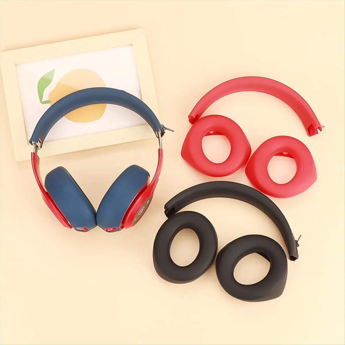618 Mega Sale-LR Ear Pads+Head Beam Kit for Studio 3/Studio 2.0 Headset Silicone Protective Case Earmuff Head Beam Repair Part D