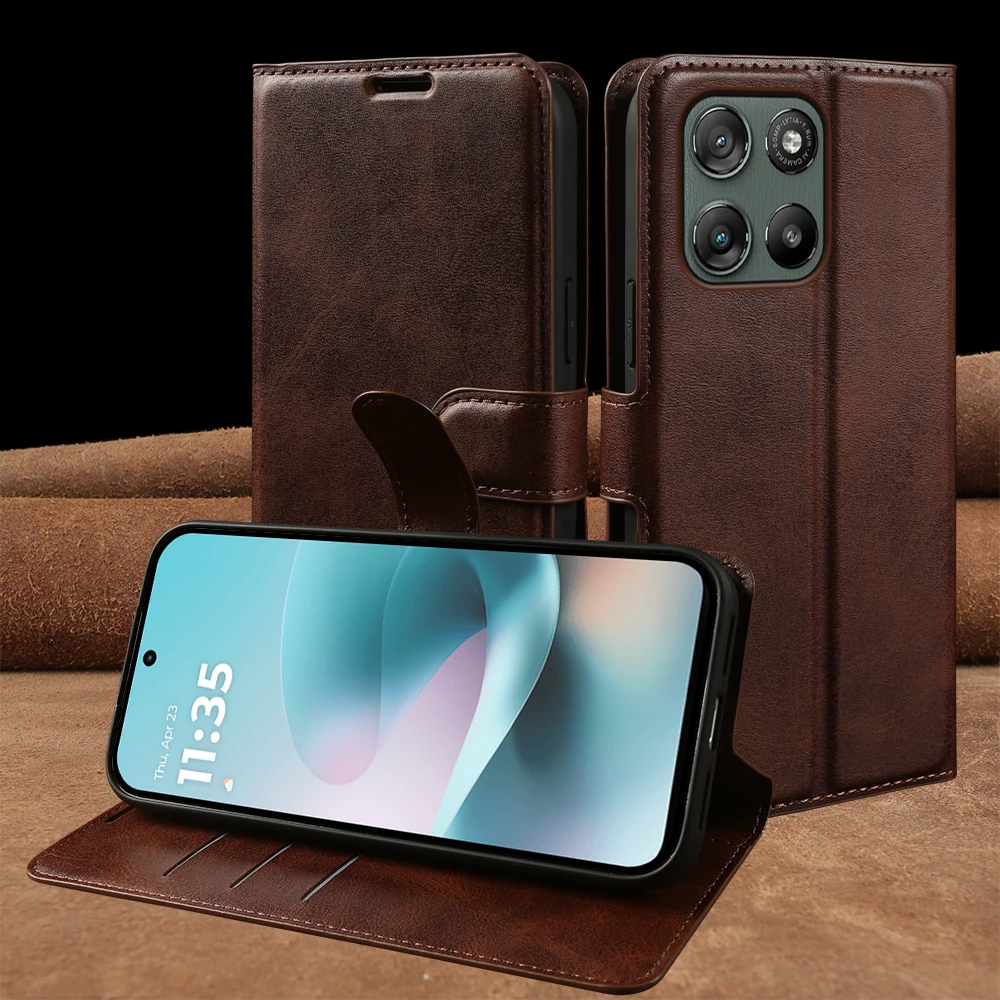 

Leather Wallet Flip Case For Motorola Edge 70 60 Fusion 50 Pro G77 G67 G57 G86 G56 Power G Stylus 5G 2026 Play G100 Phone Cover