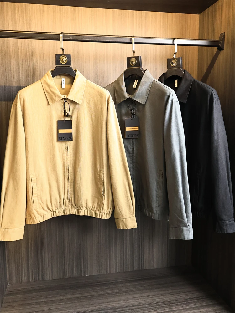 

Men's Flax Linen Blend Jaet Autumn Faion Urban Busin Sle Long Sve Zipper Closure Pure Color Breathable Versatile ...