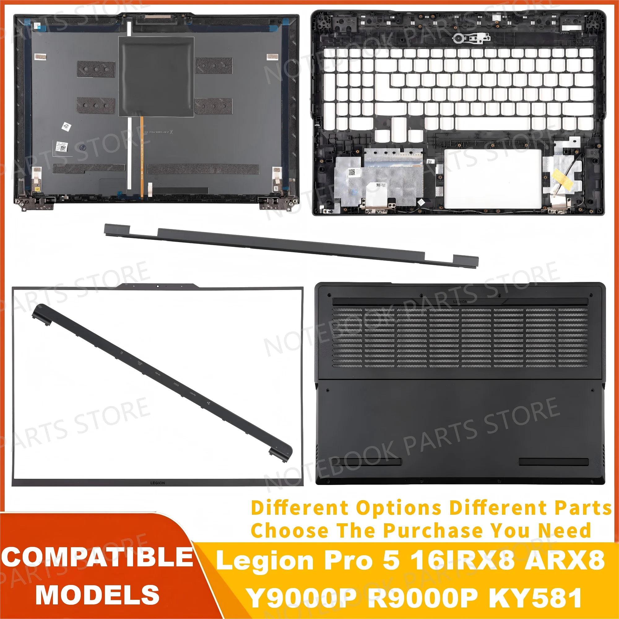 Back Cover For Legion Pro 5 16IRX8 16ARX8 2023 R9000P Y9000P Top Lid+Hinges Bezel Upper Lower Case Repair