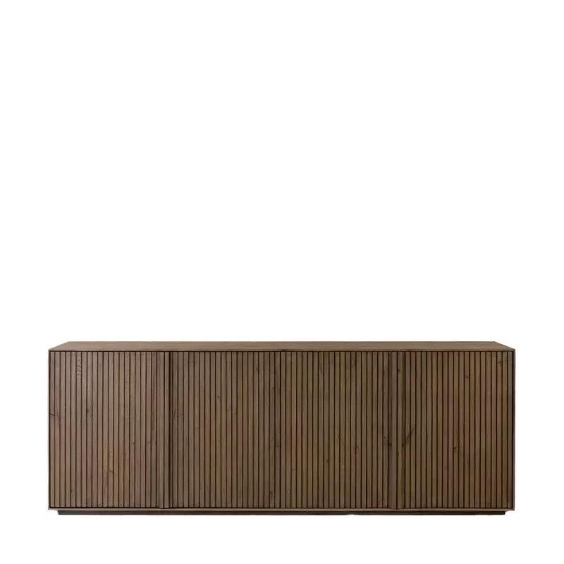 Nordic black walnut all solid wood TV cabinet modern simple small apartment living room grille retro floor cabinet