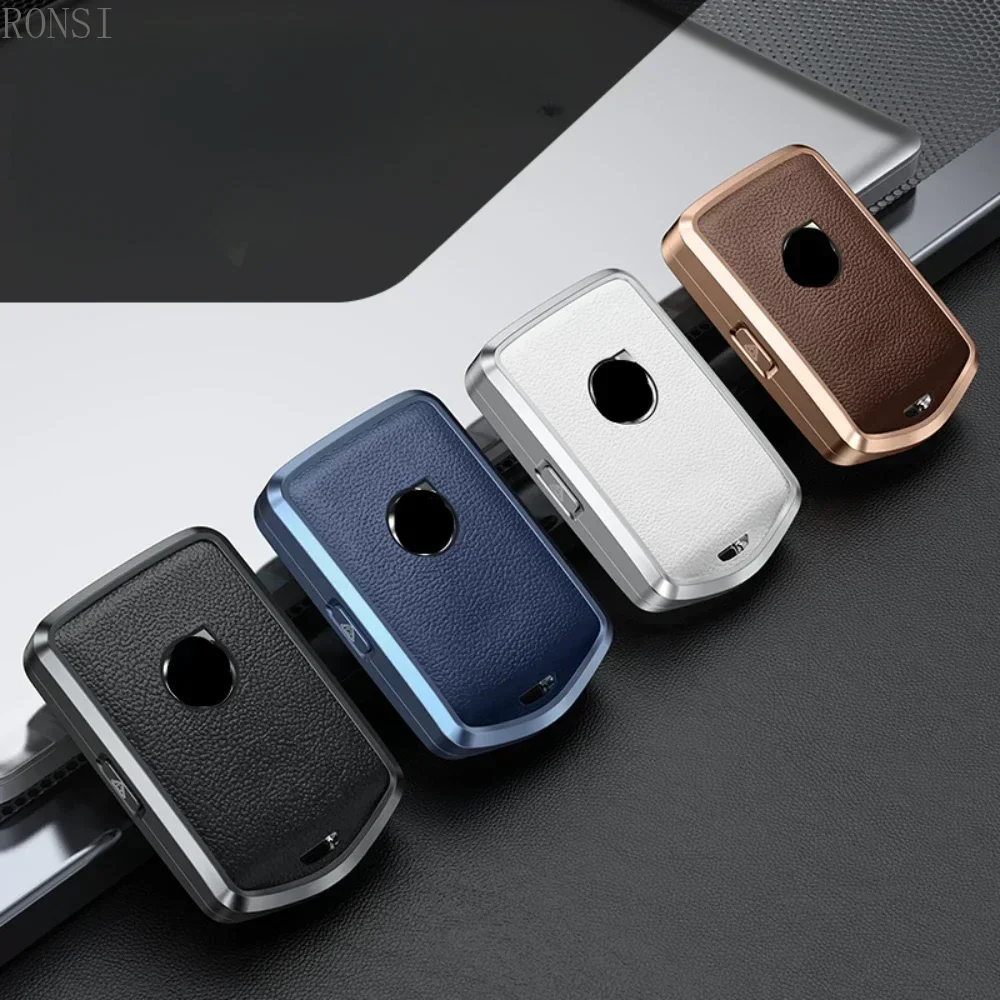 Aluminum Alloy Leather Car Key Case Cover Shell For Volvo S90 S60 XC60 XC90 XC40 C40 V60 V90 T6 T8 Auto Accessaries Keychain