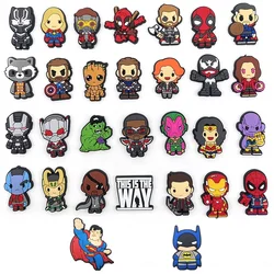 30Pcs Marvel Avengers Shoe Charms for Clogs Bubble Slides Sandals PVC Shoe Decorations Buckle Accessories for Kids