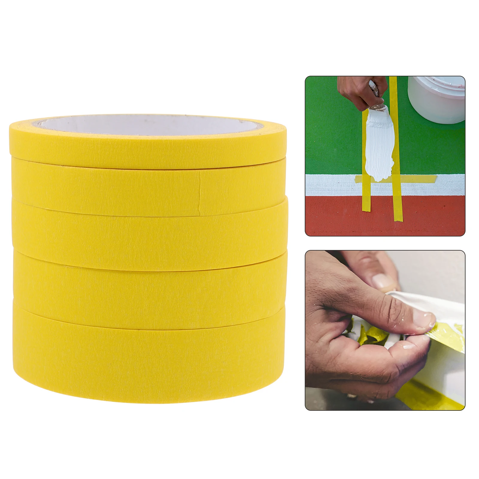 

5pcs Yellow Masking Tape 10mmx20m 15mmx20m 18mmx20m 20mmx20m 25mmx20m for Car Spray Painting Home DIY