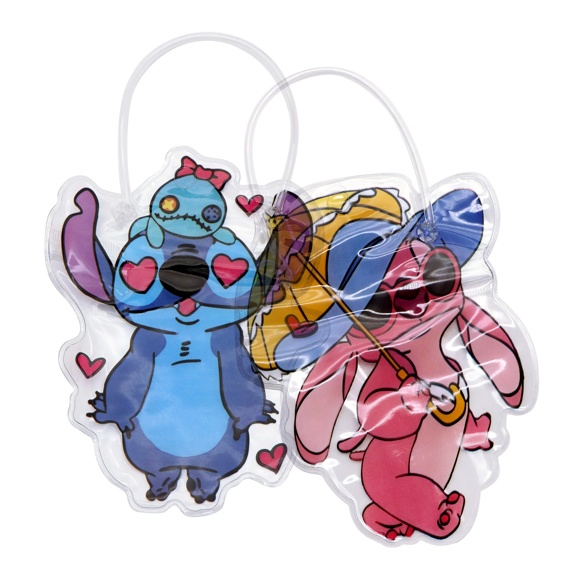 Bolsa con cordón de Stitch de Disney, bolsas sorpresa de vacaciones a la moda, joyería de lona con bonitos dibujos, bolsillos impresos, bolsa Ziplock, 5 uds.