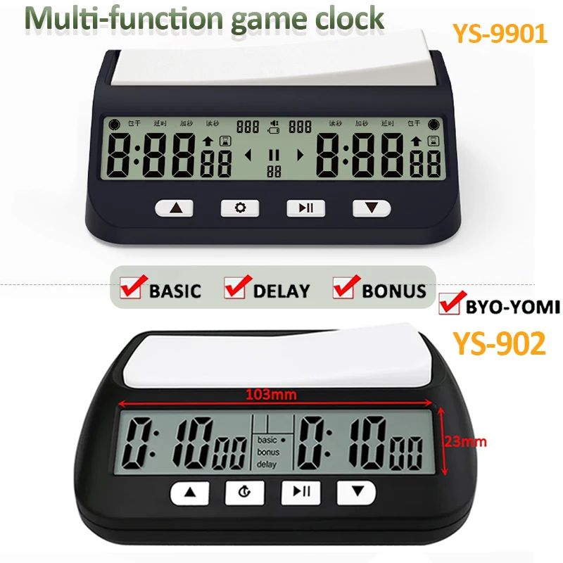 Temporizador de Xadrez Digital Relógio Multifuncional Count up Down Precision Jogo Cronômetro Ys9901 Ys902 Profissional