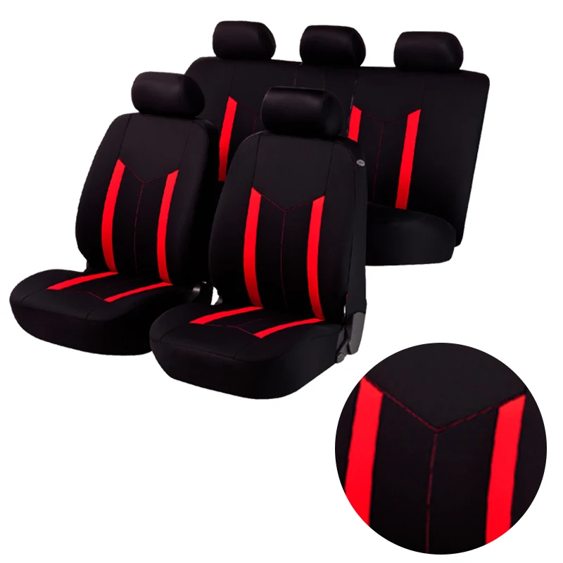 AUTOKING Sporty Car Seat Covers Polyester Fabric Full Set Universal Size Seat Covers Fit For SUV Truck Van Accessories Interior