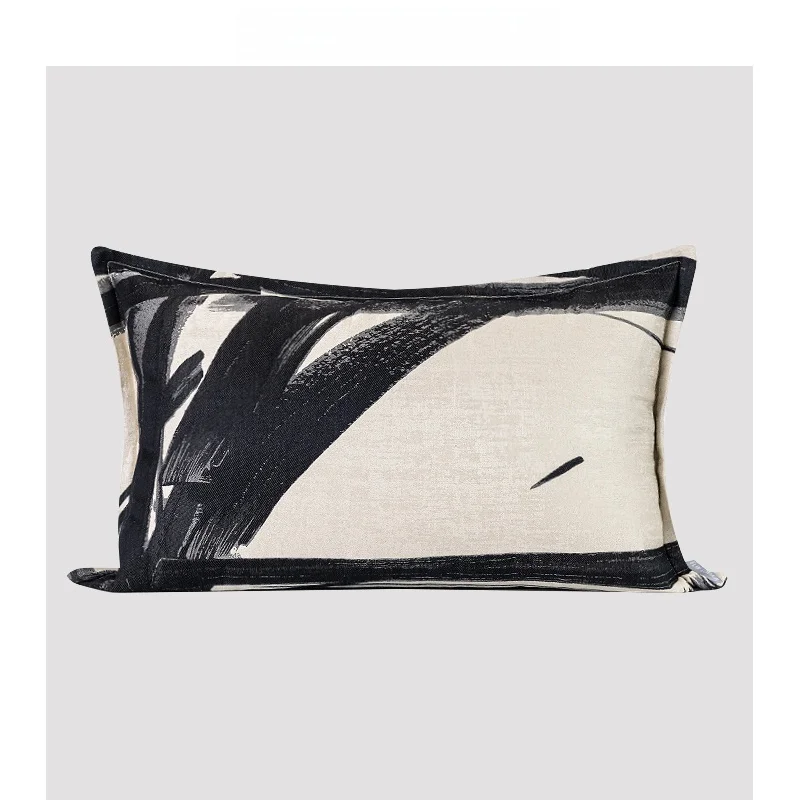 

Modern mat Bla White Ink Abstract Pattern Pillow ELIN LONYAIN Home Decorative Cuion Sample Room Waist Pillow
