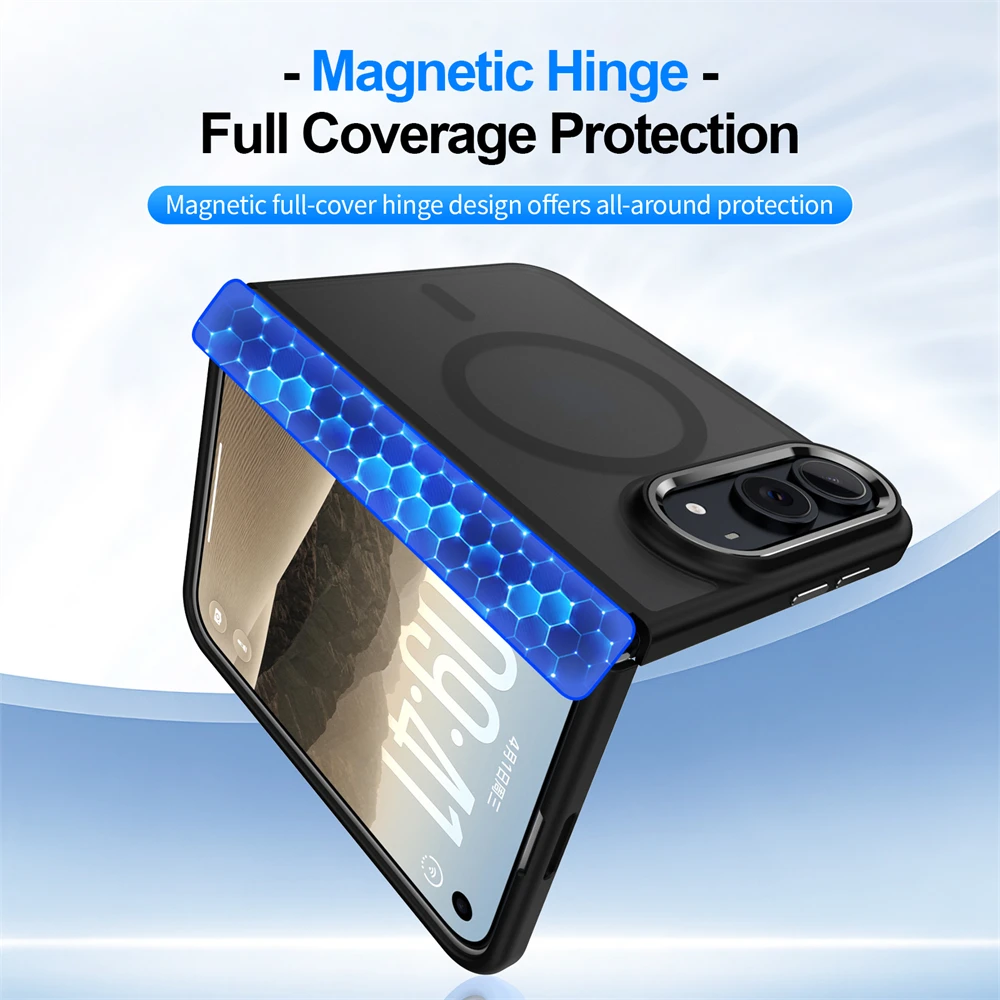 Luxury Matte Magnetic Charge Phone Case For iPhone Duo For Magsafe Skin Feel Translucent Shockproof Fold Cover Funda