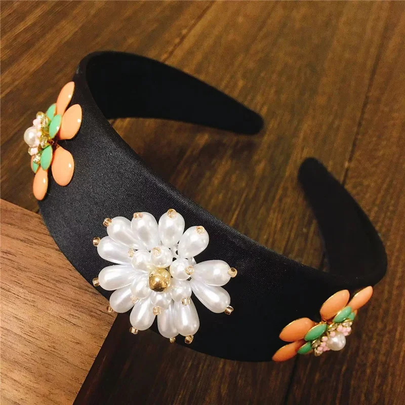 

2022 Flower Color Women Headband Full Crystal Headbands Sparkly Rhinestones Hairband Headwear Headdress Woman Accessori