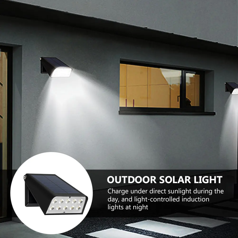 1Pcs Solar Wall Light Outdoor Waterproof LED Garden Courtyard Yard Wall Mounted Lamp with 10 Beads Fast Charging ABS Material