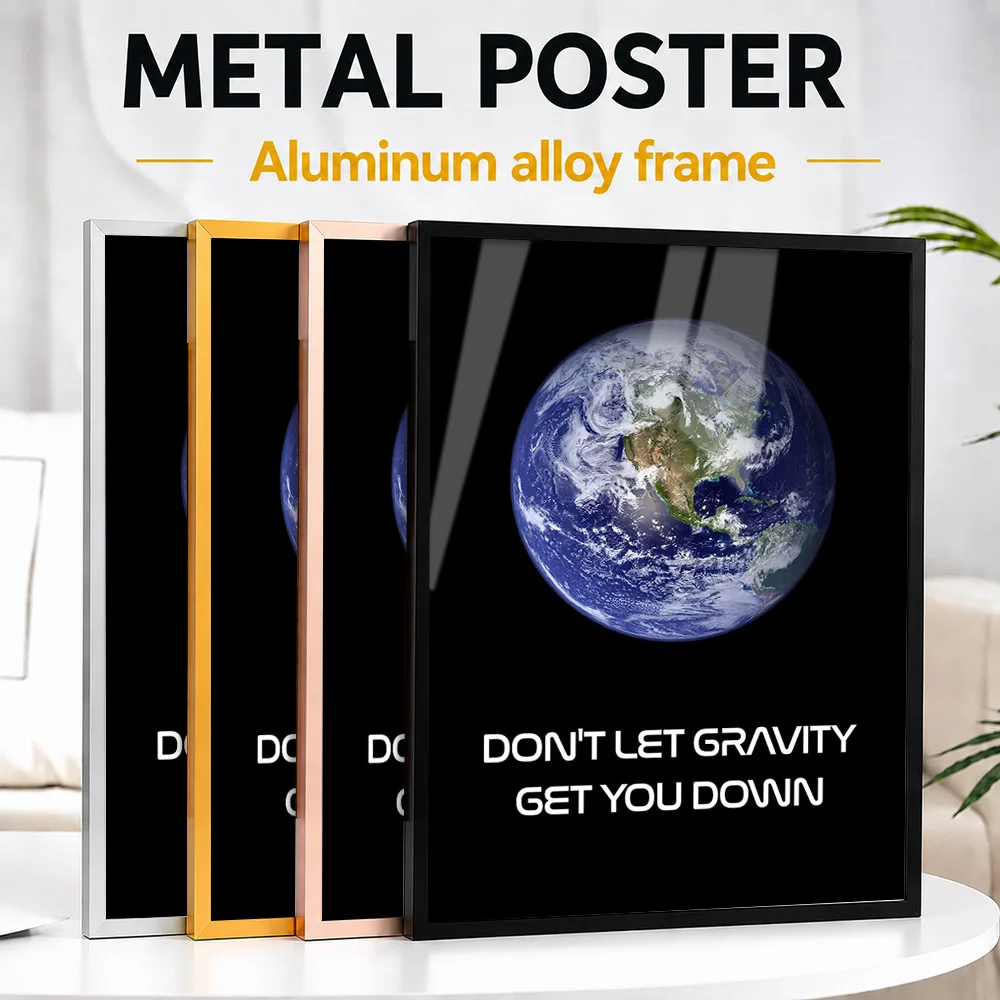 Gravity Cannot Bring You Down Quote Framed Metal Print Customized Bold Typography Wall Art Perfect In Office For Leader Gift