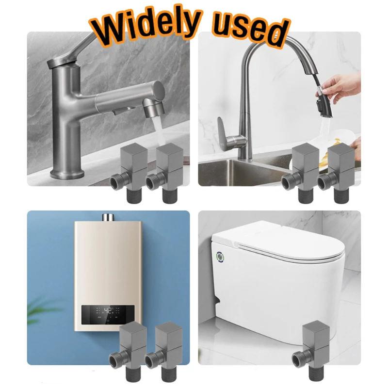 One In One Out Square Toilet Corner Valve Water Heater 4 Water Distribution Valve Thickened Copper Core Solid Brass