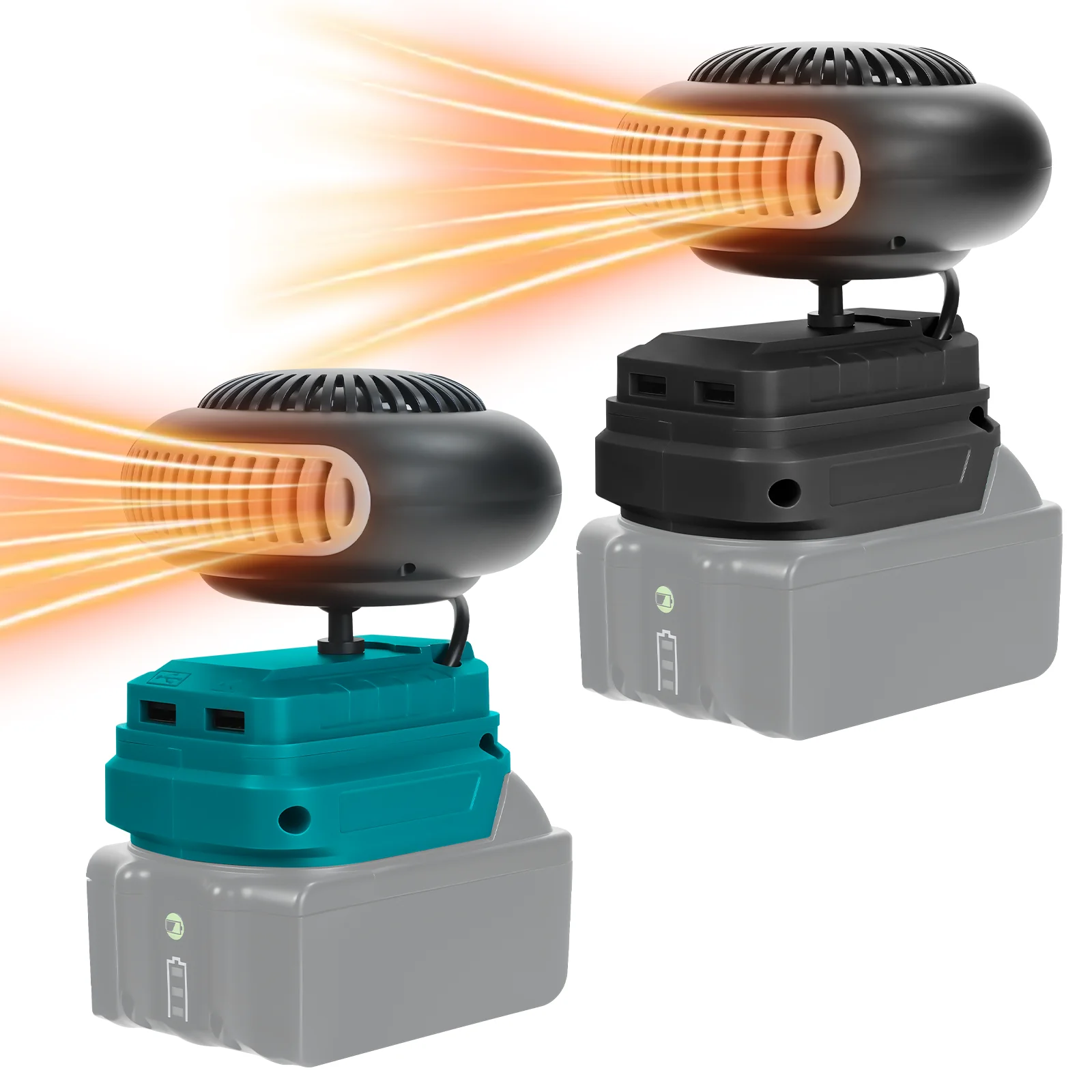 ポータブル温風送風機カーヒーターコードレスカーデフロスターフロントガラスヒーター高速加熱＆冷却ファンマキタ18Vバッテリー用